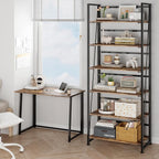 BHG Vintage Multifunctional Folding Bookshelf, No-Assembly Plant Stand Storage Rack Shelves for Home Office