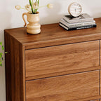 6 Drawer Dresser,47" Wide Mid Century Chest of Drawers,Wooden Bedroom Drawer Dresser with 6 Storage Drawers for Bedroom,Living Room,with Anti-Tipping Device,Dark Walnut