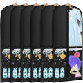 Woanger 6 Pcs Garment Bags for Dance Costumes Clear PVC with Zippers Garment Bag with Pockets Dance Costume Organizer Carrier for Storage Cover for Adult(Black,24'' X 60'')