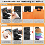1 Pack Hat Organizer for Baseball Caps, Hat Rack for Wall Hold Up 8 Hats, Strong Adhesive & Screw-in Cap Holder hat hangers for Closet Door & Bedroom (Black-1Pack)
