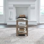 Liberty Furniture Millstone Chairside Table with Unique Tile Top for Living Room - Nutmeg Oak Wood