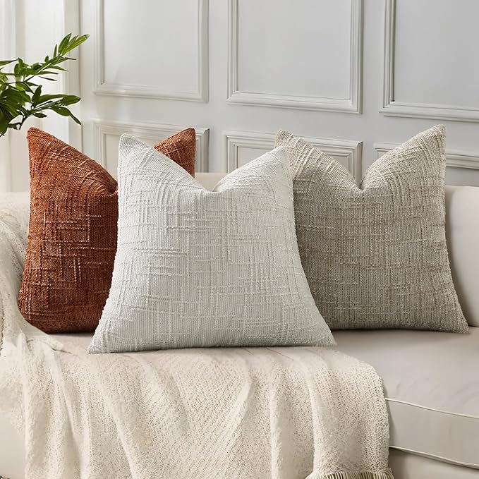 decorUhome Spring Light Grey Chenille Euro Sham Throw Pillow Covers 26x26 Set of 2 Textured Soft Cozy Slubby Couch Pillow Covers Modern Farmhouse Boho Decorative Pillow Cases for Bed Sofa Living Room