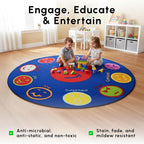 SAFECASTLE Kids Carpet My Feelings Rug 6'6" Round Educational Emotions Area Rug with Colorful Faces & Expressions–Learning Carpet for Kids, Toddlers, Preschool, Classroom, Nursery, Playroom & Daycare
