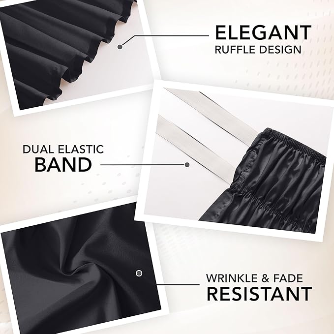 Utopia Bedding Twin Elastic Bed Ruffle - Easy Wrap Around Ruffle - Microfiber Bed Skirt with Adjustable Elastic Belt 16 Inch Tailored Drop - Hotel Quality Bedskirt, Fade Resistant (Twin, Black)