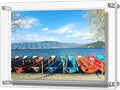 Acrylic Floating Picture Frame, 11x14 Double Panel Clear Wall Mount Document Certificate Frames (Inner Max Size is 9 x12.5 inch)