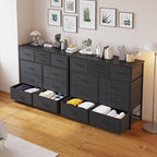 LUMTOK 10-Drawer Dresser, Fabric Storage Dressers for Bedroom, Hallway, Nursery, Closets, Steel Frame, Wood Top, Easy Pull Handle (Grey)