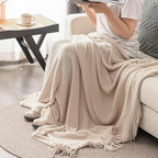 lifein Chenille Throw Blanket 60x80 - Soft Boho Knitted Blanket for Couch Cozy Farmhouse Decor Bed Throw, Lightweight All Season White/Cream Blanket, Decorative for Living Room Bedroom Spring Decor