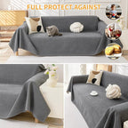 Deep Dream Cat-Scratch Resistant Couch Cover, Waterproof Sofa Cover for 3 Cushion Couch Washable, Pet Friendly Couch Protectors Anti Slip Thickened Sofa Slipcovers for Dogs Pets, 91" x 150", Dark Grey
