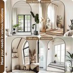 Antok Full Length Mirror, 91"x46" Oversized Floor Mirror Freestanding, Full Body Floor Standing Mirror with Stand, Hanging Mounted for Living Room Cloakroom,Black,Arched Style