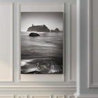 Renditions Gallery Canvas Nature Wall Art Modern Paintings Decorations Vintage Calm Ocean Rock Black & White Wall Hanging Scenic Artwork for Bedroom Dining Office Kitchen - 18"x27" LT06