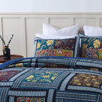 Secgo King Comforter Set for Bed - 100% Cotton Quilts Queen Size, Black Bedspreads (96 * 104 Inch) with 2 Pillow Shams