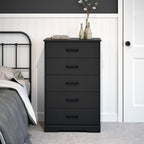 Prepac Rustic Ridge Farmhouse Dresser, Black Dresser for Bedroom, Chest of Drawers with 5 Drawers 18.5" D x 27.5" W x 43.5" H, BBDR-1605-1