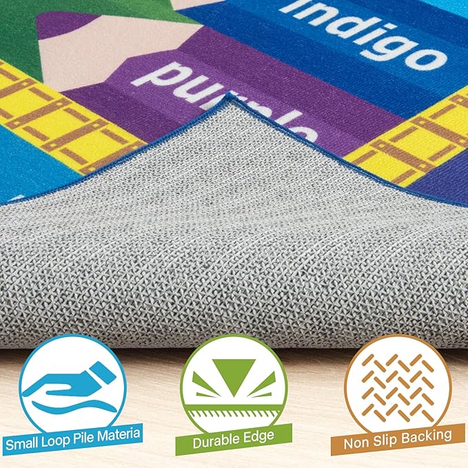 ST. BRIDGE Educational Kids Area Rug 5x7 Feet, Non Slip Play Mat Learning with ABC Alphabet, Numbers & Animals for Preschool Toddler, Soft Washable Carpet for Playroom Nursery Classroom Bedroom