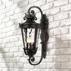 John Timberland Marseille Rustic Vintage Outdoor Wall Light Fixture Textured Black Scroll 27 1/2" Hammered Glass for Exterior House Porch Patio Outside Deck Garage Yard Front Door Garden Home
