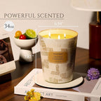 HomeLights Scented Candles | Large Jar 34 Oz Natural Soy Candle | 130 hrs Long-Lasting with 3 Wicks | Rustic Modern Home Decor | Gifts for Mom & Women, Salted Caramel
