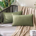 MIULEE Pack of 2 Decorative Outdoor Solid Waterproof Throw Pillow Covers Christmas Faux Linen Garden Farmhouse Cushion Cases for Patio Tent Balcony Couch Sofa 20x12 Inch Dark Green