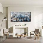KLAKLA Wall Art for Living Room City Scenes - Black Frame Large Abstract Wall Decor Bedroom Office Landscape Plum Blossom Picture Artwork for wall Modern Home Decoration