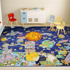 Galaxy 8x10 Educational Kids Rug for Classroom – Interactive Solar System Design with Planets, Spaceships, Astronauts & Fun Characters – Perfect for STEM Learning & Creative Play Spaces