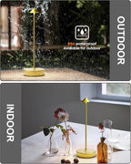 Cordless Table Lamps Rechargeable, 6000mAh Battery Operated LED Desk Lamp Outdoor Waterproof Portable Touch Dimmable Table Night Light for Patio Restaurant Dining Home Brass