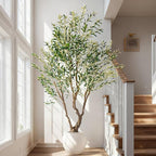 8ft Faux Olive Tree with Pot & Moss Artificial Olive Plant Fake Olive Tree for Home Decor, Large Indoor Artificial Trees Faux Plants Indoor Durable Artificial Trees for Living Room/Office