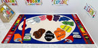 KIDCARPET.COM Paint Palette Rectangle Classroom Rug | Bordered Area Rug for Preschool Daycare Learning, 6' x 8'6"