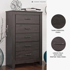 Signature Design by Ashley Brinxton Contemporary 5 Drawer Chest, Almost Black
