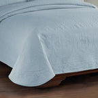 King Charles Modern Farmhouse Floral Matelasse Coverlet, King, Blue