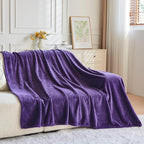 NEWCOSPLAY Super Soft Twin Blanket Dark Purple Premium Silky Flannel Fleece Leaves Pattern Lightweight Bed Blanket All Season Use (Dark Purple, Twin(60"x80"))