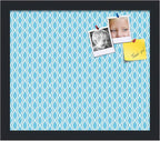 PinPix 14x12 inch Cork Bulletin Board. This Decorative Framed Pin Board Comes with Sky Blue Waves Design and a Satin Black Frame. Ideal for Home Office Decor (PinPix-245)