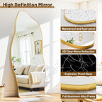 Antok Full Length Mirror, 76"x36" Floor Mirror with Stand, Standing Hanging Leaning Irregular Mirrors for Bedroom Living Room Entryway, Cloud Shaped, Golden