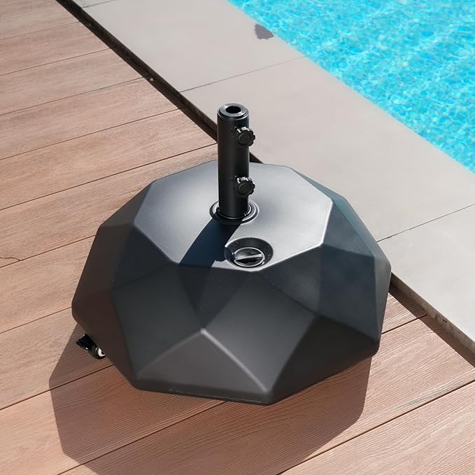 HOMSHADE H16 Patio Umbrella Stand Base with 5 Wheels - 127lbs Heavy Duty Rolling Weights Outdoor Market Umbrella Base, Refillable High-Density HDPE Materia Weights Stand for Outside Patio