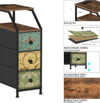 Tohomeor Narrow Dresser Tall Skinny Storage Tower Vertical Slim Chest of Drawers with Charging Station Small Nightstand Side Table for Bedroom, Bathroom, Small Spaces (Retro Flower, 3 Drawers)
