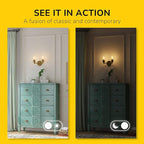 GETINLIGHT 12" Wide 2-Light Gold Bathroom Vanity Light, Clear Ribbed Glass Shade Wall Sconce, Bulb Not Included, IN-0444-2-GD
