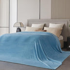 Oversized King Fleece Blanket 120x120 Inches, Seamless Soft Cozy 3D Jacquard Flannel Blanket 10'x10' Extra Large for Bed, Sofa, Couch, Travel & Camping, California King Throw, Baby Blue Leaf