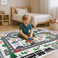 Baby Play Mat, Playroom Rug for Kids, Non Slip Washable Toddler Floor Mat, Car Rug for Kids Toy Cars, City Road Carpet for Playroom Bedroom Boys, Car Track Map Playmat - 3x5ft