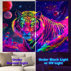 NYZE Tiger Space Tapestry for Bedroom, Glow in the Dark Room Decor Wall Tapestries, Cool Galaxy Planet Wall Hanging, Wall Hanging for Gamer Room Dorm Living Room 59in×51in