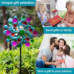 360° Wind Spinners Outdoor with Solar Lights Colorful Dots Garden Decor Yard Lawn Art Decor for Patio Kinetic Windmills 60.63'' H x 13.38'' Dia Unique Gifts for Friends and Family