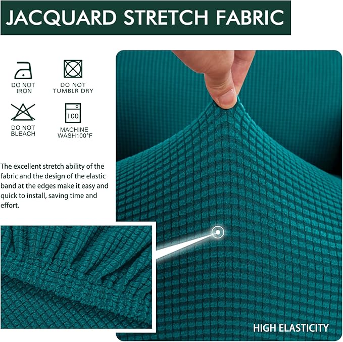 Hokway Stretch Couch Cushion Slipcovers Reversible Cushion Replacement Slipcovers Sofa Cushion Covers(Teal, 3)