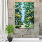 Alenoss Hand Painted Oil Painting on Canvas, Abstract Forest Landscape Painting, 28x40 inches, Green Artwork for Living Room Bedroom