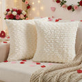 FUTEI Cream White Decorative Throw Pillow Covers 26x26 Inch Set of 2,Soft Solid Rose Swirl Textured Euro Pillow Shams,Valentine's Day Decor for Couch Living Room