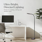 Brightech Litespan Slim LED Floor Reading Lamp - Modern Tall Lamp with Adjustable Gooseneck for Living Rooms & Offices - Dimmable Crafts Work Light - Brown
