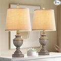 PARTPHONER Retro Table Lamps Set of 2, Bedside Lamp for Bedroom Rustic Farmhouse Table Lamps for Living Room, 22" Vintage Nightstand Lamps with White Shades, Antique Grey