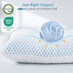 Cooling Firm Bed Pillows Set of 2, Shredded Memory Foam Pillows for Sleeping Luxury Gel Pillows for Side Back Stomach Sleepers with Removable Washable Cover(Blue, Queen)