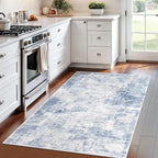 IOHOUZE Abstract Area Rug 4x6 Ft Washable Rugs for Entryway Indoor, Non Slip Small Living Room Rugs Printed Faux Wool Throw Rug, Floor Carpet for Kitchen Nursery Playroom, Light Blue White