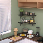 NATURE'S SOURCE Corner Floating Shelves Set of 4, Corner Shelves Wall Mounted, for Bedroom Kitchen Living Room Bathroom Office- Gothic Style (Black, Set of 4)