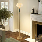 Floor Standing Tall Lamp Imitated Silk White Shade Floor Lamp with Plug Switch Button for Living Room Bedroom Home Office
