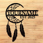 Personalized Dream Catcher Metal Wall Art - Custom Name Iron Sign for Home Decor, 8-30 Inch Black (Style B)