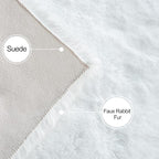 White Fluffy Round Rug 5ft for Bedroom Circle Faux Rabbit Washable Fur Area Rugs for Living Room Nursery Rug