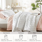 Comfort Spaces King Quilt Set Modern Reversible Ogee Coverlet King Bedding Set Cozy Quilted Winter Layer, All Season Lightweight Soft King Size Quilt, Kienna, King/Cal King White Ogee 3 Piece