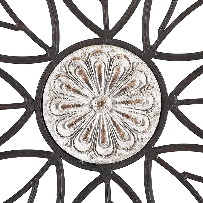YiLifebes Metal Floral Wall Decor, 18”x18” Metal Flower Scroll Wall Art, Iron Wall Flowers Decoration Iron Floral Sculpture for Living Room Bedroom Bathroom Outdoor Garden, (Flower B)